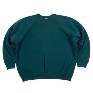 Vintage 80s 90s Green Blank Raglan Crew Neck Sweatshirt BVD? USA Made